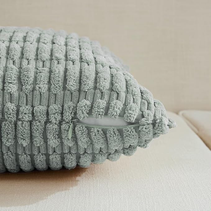 Fancy Homi 4 Packs Decorative Throw Pillow Covers for Living Room Couch Bed, Modern Farmhouse Boho Home Décor Accent Cushion Case, 24" x 24", Grey Blue