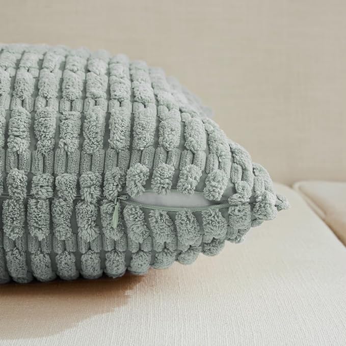 Fancy Homi 4 Packs Decorative Throw Pillow Covers for Living Room Couch Bed, Modern Farmhouse Boho Home Décor Accent Cushion Case, 20" x 12", Grey Blue