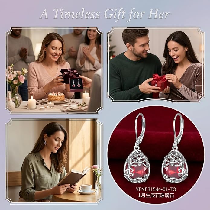 Teardrop Tree of Life/Filigree Earrings for Women Dangle Leverback Earrings Jewelry Gift Anniversary For Her