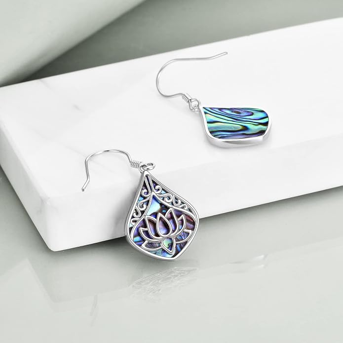 POPLYKE 925 Sterling Silver Tree of Life Dangle Earrings for Women Fashion Abalone Shell Jewelry Gifts for Mom Sister Friend Birthday