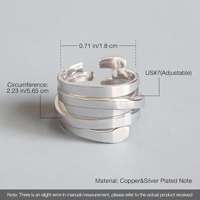 925 Sterling Silver Ring Minimalist Adjustable Rings Band Handmade Rings for Women Girls