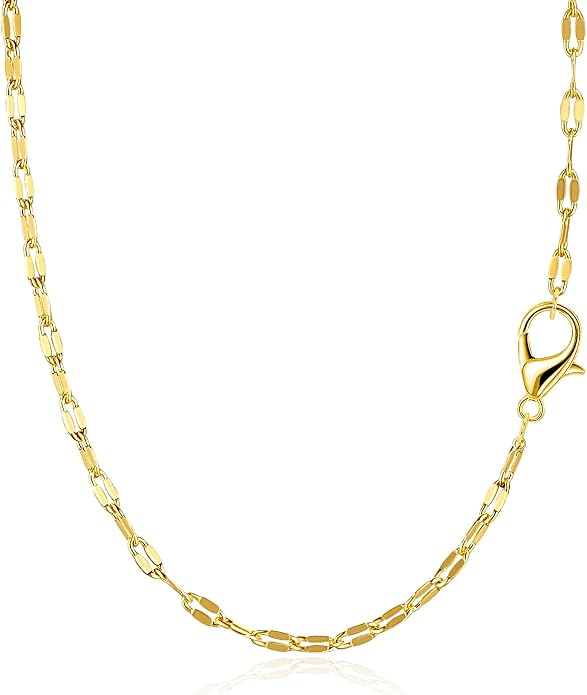 BAYLAY Gold Chain Necklace for Women - 18K Gold Plated Necklace Chain Dainty Gold Necklace for Women Gold Chain Gold Necklace Gold Jewelry Gifts Size 16/18/20/22/24/26 Inch