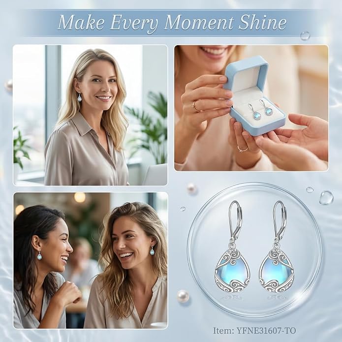 Teardrop Tree of Life/Filigree Earrings for Women Dangle Leverback Earrings Jewelry Gift Anniversary For Her