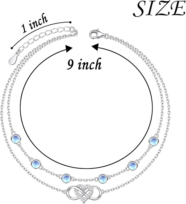 S925 Sterling Silver Ankle Bracelets Butterfly/Evil Eye/Anchor/infinity/Beach Anklet for Women Opal Moonstone Foot Chain Beach Jewelry