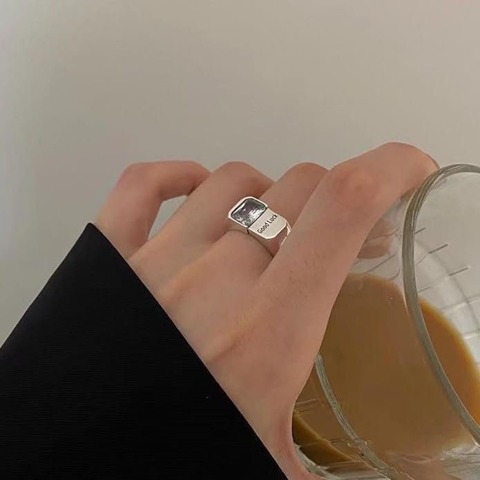 925 Sterling Silver Ring Minimalist Adjustable Rings Band Handmade Rings for Women Girls
