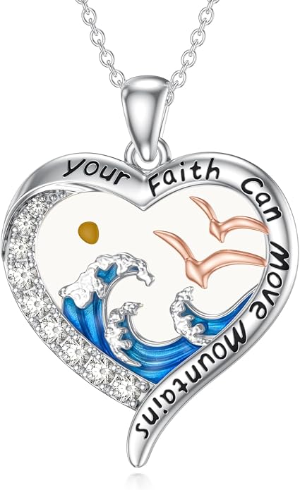 Midari Ocean Necklace 925 Sterling Silver Flamingo Mama Bear Dolphin Penguin Sea Turtle Axolotl Desert Cactus Nautical Rudder Tropical Palm Compass Wave Pendant Boho Jewelry Gifts for Women Men