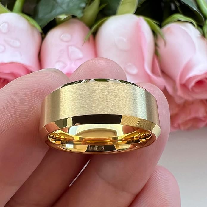 TUTISS 6mm 8mm Tungsten Rings for Men Women Fashion Engagement Wedding Bands Matte Finish Beveled Edges Comfort Fit