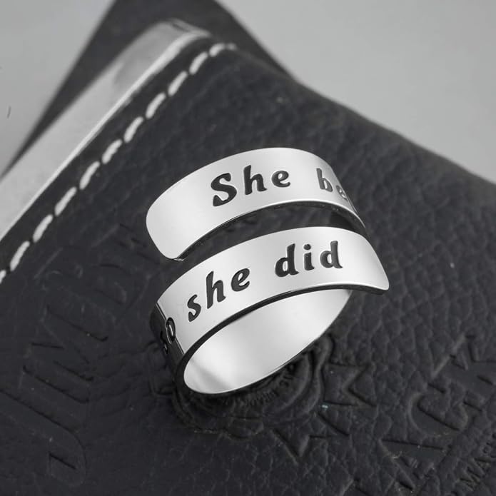 Inspirational Motivational Adjustable Ring Personalized Stainless Steel Spiral Wrap Twist Rings Encouragement Statement Graduation Jewelry Birthday Gifts for Women Teengirls.