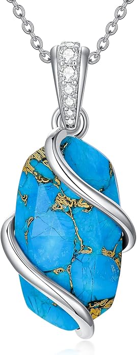 HPQQ Necklace for Women 925 Sterling Silver Dainty Gemstone Pendant Fine Jewelry Birthday Mothers Day Gifts for Mom Wife Her