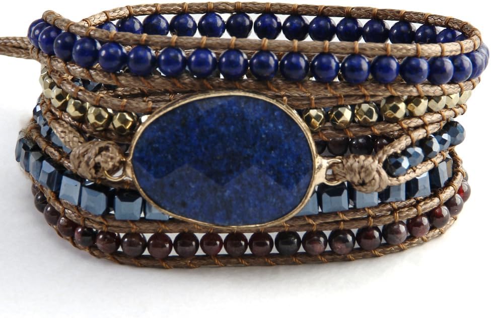 Women Wrap Bracelets Boho Natural Stone Jasper Turquoises Strand Bracelet Jewelry Collection