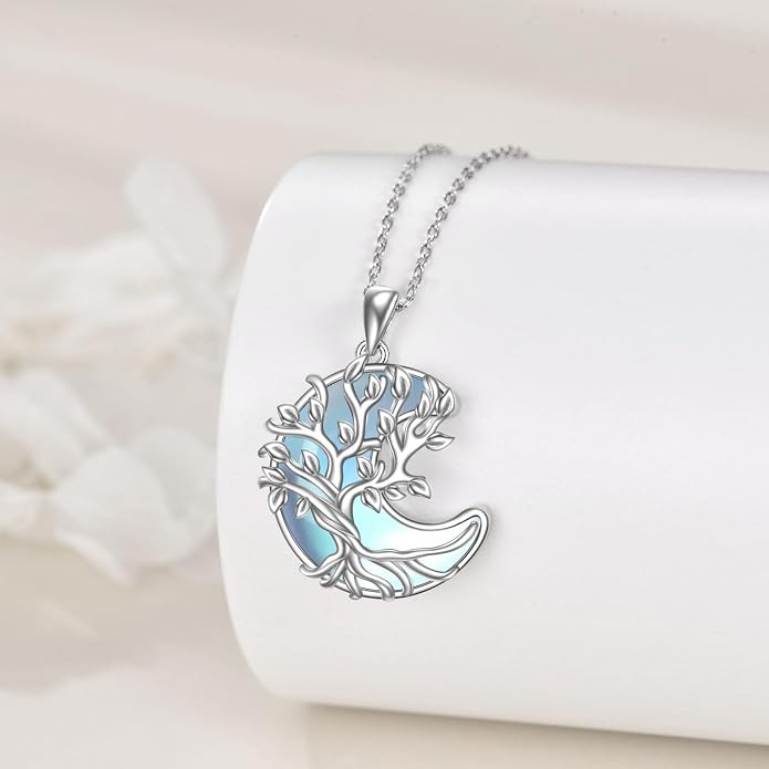 YAFEINI 925 Sterling Silver Moonstone Necklace Filigree Teardrop Pendant Necklace Jewelry for Women Girls
