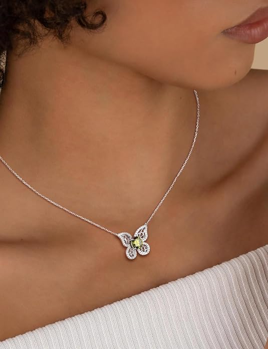 925 Sterling Silver Birthstone Necklaces for Women, Dainty Cute Dragonfly/Butterfly Pendant Necklace, Great Christmas/Anniversary Jewelry for Mother