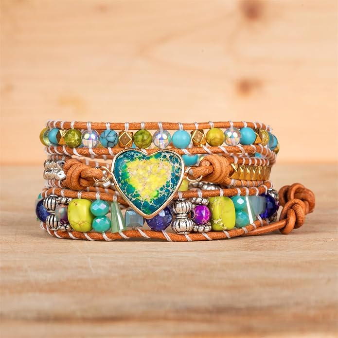 YGLINE Natural Stone Bracelet 3 Wraps Bracelet Handmade Boho Bracelet for Women Bracelet