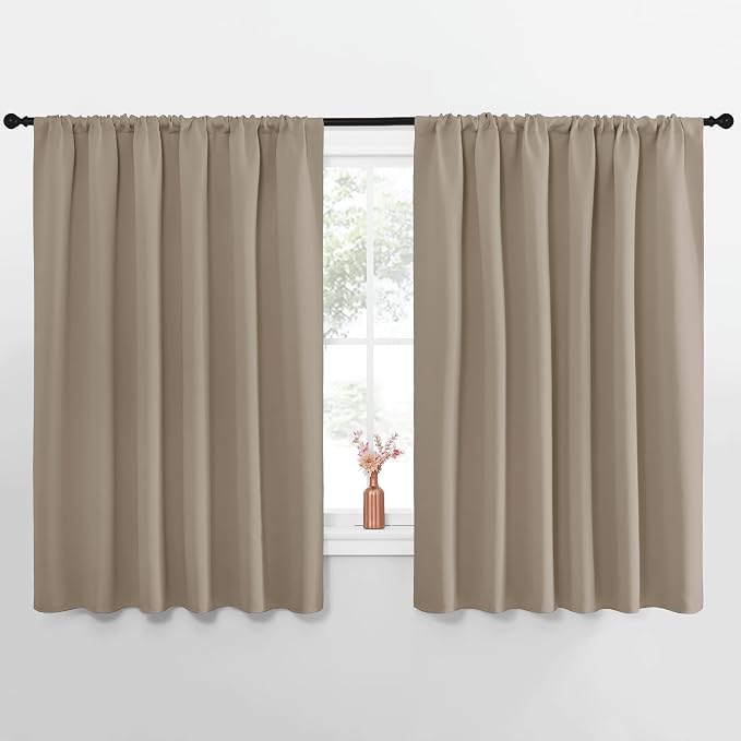 NICETOWN Blackout Curtains for Bedroom, Blackout Curtain Panels, Taupe, 1 Pair, 70 by 63-inch, Window Treatment Energy Saving Thermal Insulated Solid Rod Pocket Blackout Drapes/Draperies