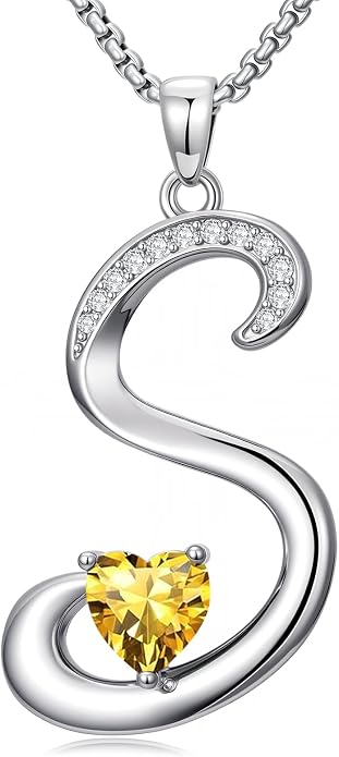 Birthday Gifts for Women Alphabet A to Z Initial Birthstone Pendant Necklaces for Women - 18k White Gold Plated Personalized Name Jewelry Anniversary Graduation Gifts for Wife Her Daughter Girlfriend(with Gift Box)