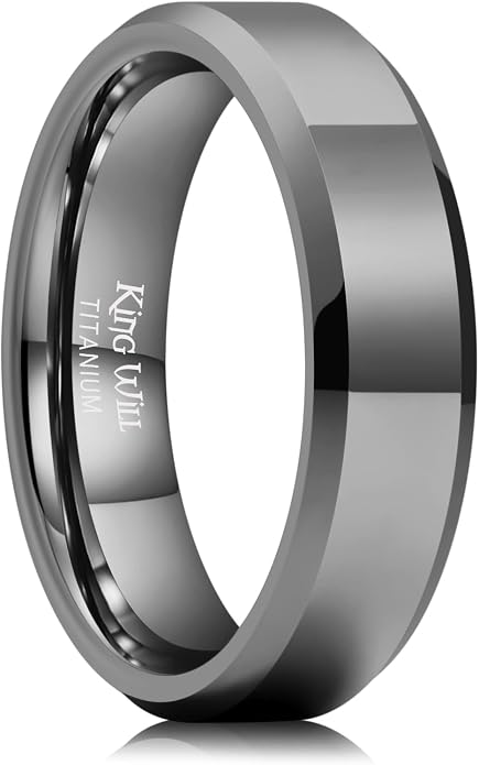 King Will BASIC Men Women 4mm/5mm/6mm/7mm/8mm Titanium Rings Polished Wedding Band Engagement Anniversary Band Comfort Fit