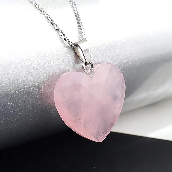 iSTONE 925 Sterling Silver Natural Crytral for Womens Pendant Necklace, Gemstone Birthstone with 17.8" Silver Chain Ladies