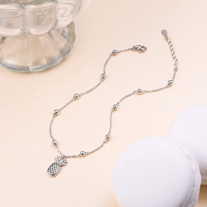 DAOCHONG Anklet for Women S925 Sterling Silver Adjustable Foot Chain Ankle Bracelet Anklets Jewelry