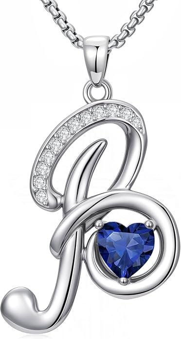 Birthday Gifts for Women Alphabet A to Z Initial Birthstone Pendant Necklaces for Women - 18k White Gold Plated Personalized Name Jewelry Anniversary Graduation Gifts for Wife Her Daughter Girlfriend(with Gift Box)