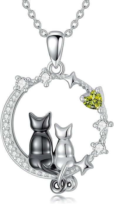 PELOVNY Teddy Bear Necklace for Women 925 Sterling Silver Bear/Highland Cow/Fox/Cat/Axolotl Birthstone Necklace Christmas Birthday Jewelry Gifts for Mom Daughter Wife Sister