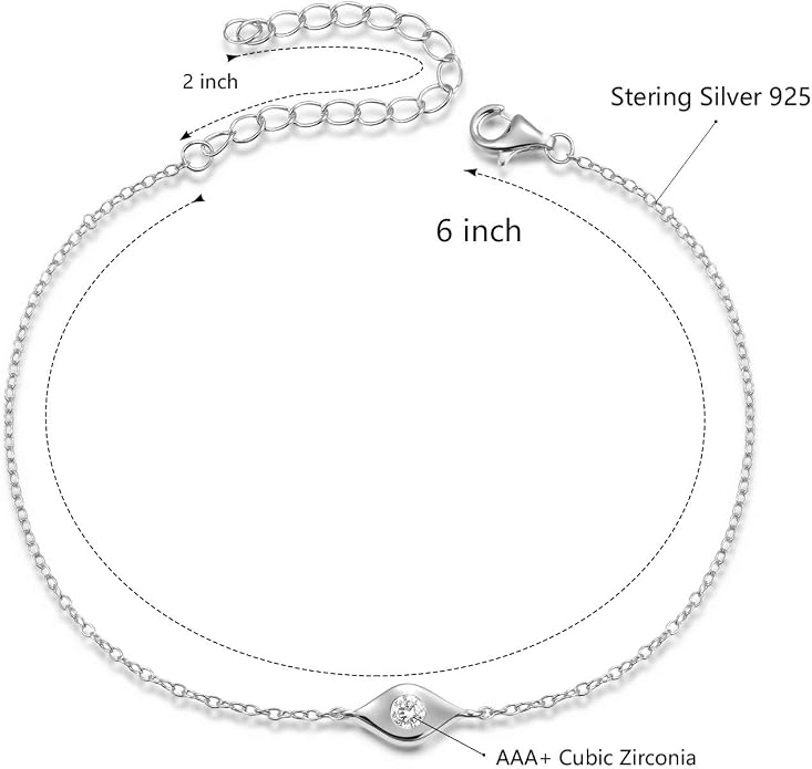Dainty Evil Eye Bracelet Sterling Silver Bracelets
