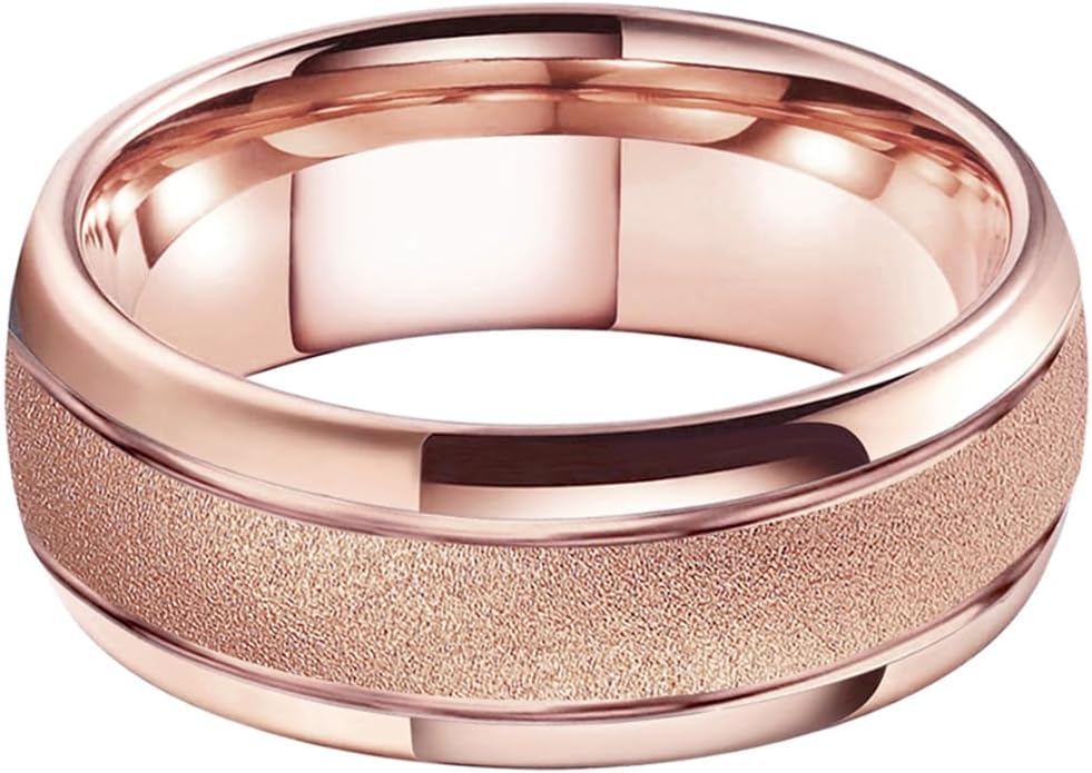TUTISS 6mm 8mm Black/Gold/Rose Gold/White Tungsten Rings for Men Women Fashion Engagement Wedding Bands Sandblasted Finish I Love You Engraved Comfort Fit