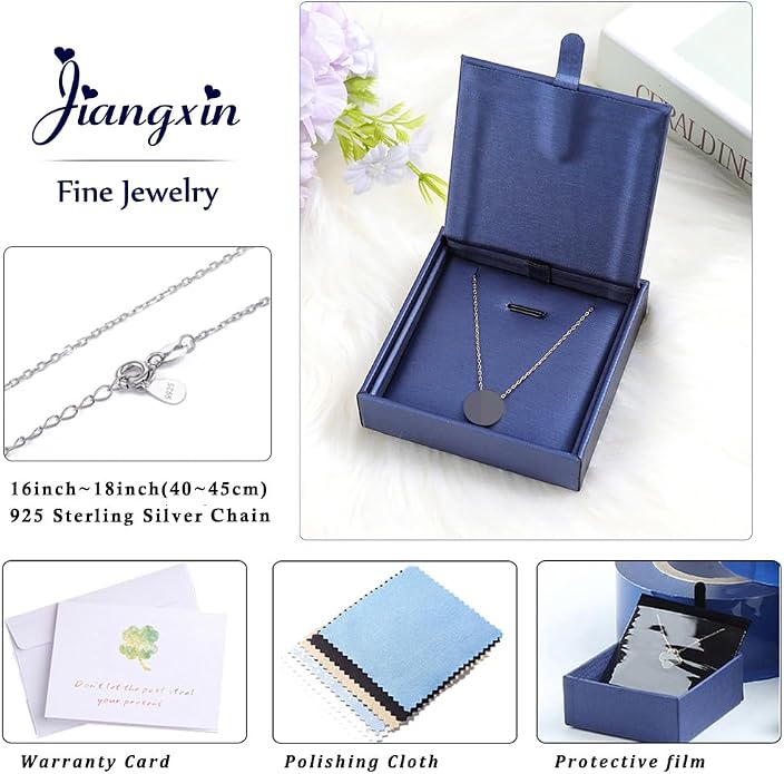 JIANGXIN Colorful Birthstone 925 Sterling Silver Handmade Pendant Necklace for Women Lucky Four Leaf Clover Plant Shamrock Jewelry Rhodium Plated