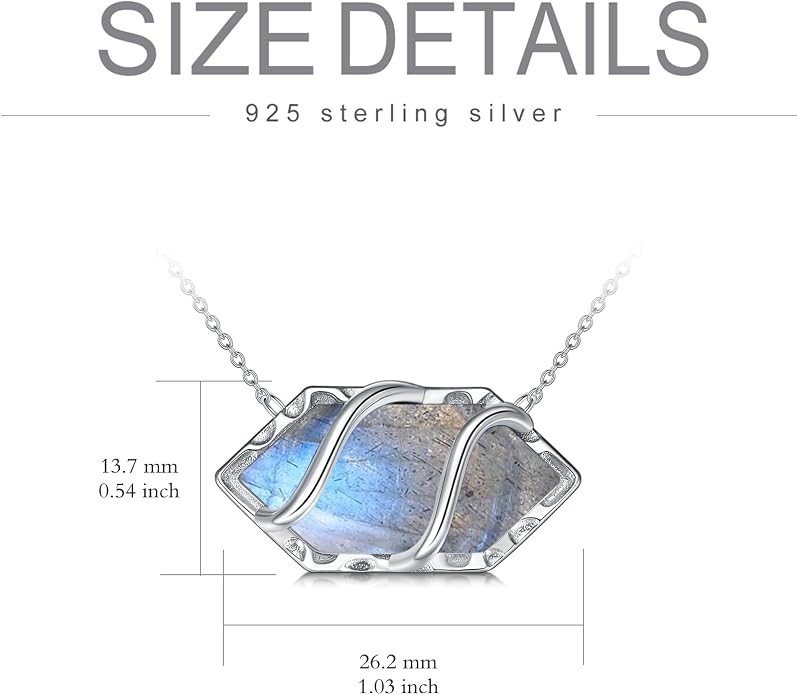 HPQQ Teardrop Necklace 925 Sterling Silver Filigree Gemstone Pendant Necklace Fine Jewelry Birthday Mother's Day Gifts for Women Her Mom