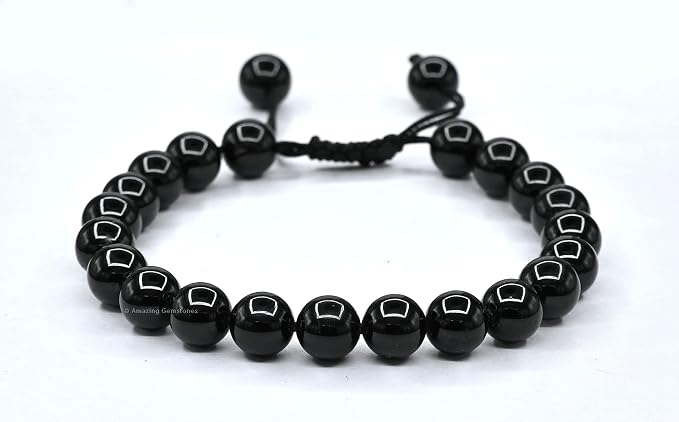 Amazing Gemstone Black Obsidian Bracelet for Women Men's Gifts - Protection Healing Crystal Bracelet - 8mm Gemstone Beaded Adjustable Bracelet Pulseras para Hombres Mujer Stocking Stuffers