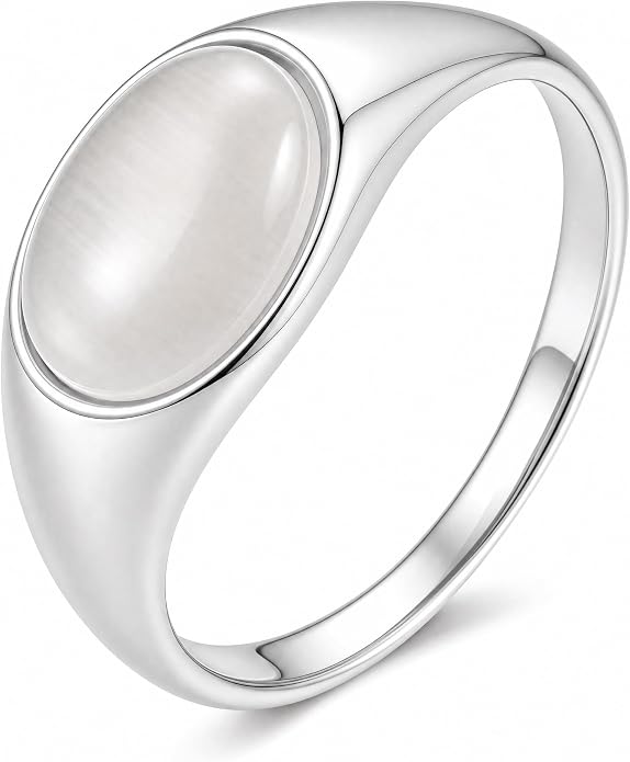 YeGieonr Gold Signet Rings for Women Non Tarnish Gold Rings, Waterproof Gemstones Statement Ring, 18K Gold Plated Stainless Steel Gem Stone Jewelry Gift for Everyday Wear