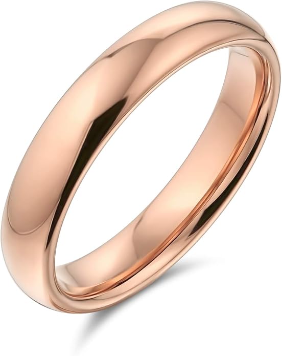 Bling Jewelry Plain Simple Dome Black Couples Titanium Wedding Band Ring For Men For Women Comfort Fit 4MM