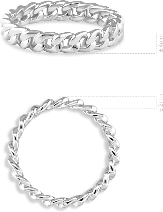 DEVATA Gold or Rhodium Plated Sterling Silver 925 – Eternity, Band Ring for Women – Heart, Knot, Clover, Infinity, Mariner, Cable, Curb, Cuban, Figaro, Daisy, Rope, Ribbed, Dome