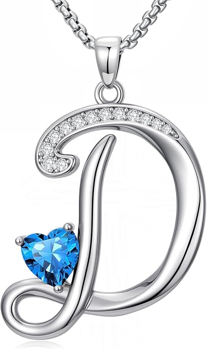 Birthday Gifts for Women Alphabet A to Z Initial Birthstone Pendant Necklaces for Women - 18k White Gold Plated Personalized Name Jewelry Anniversary Graduation Gifts for Wife Her Daughter Girlfriend(with Gift Box)