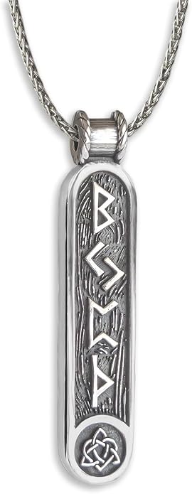 Viking Rune Formula Pendant Necklace for Men Women - 925 Sterling Silver - Norse Nordic Celtic Jewelry - Runes Protection Amulet - Matching Necklaces for Couples - Handmade
