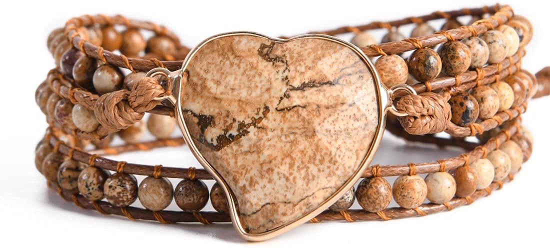 YGLINE Natural Stone Bracelet 3 Wraps Bracelet Handmade Boho Bracelet for Women Bracelet