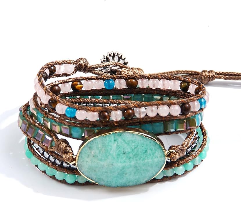 Women Wrap Bracelets Boho Natural Stone Jasper Turquoises Strand Bracelet Jewelry Collection