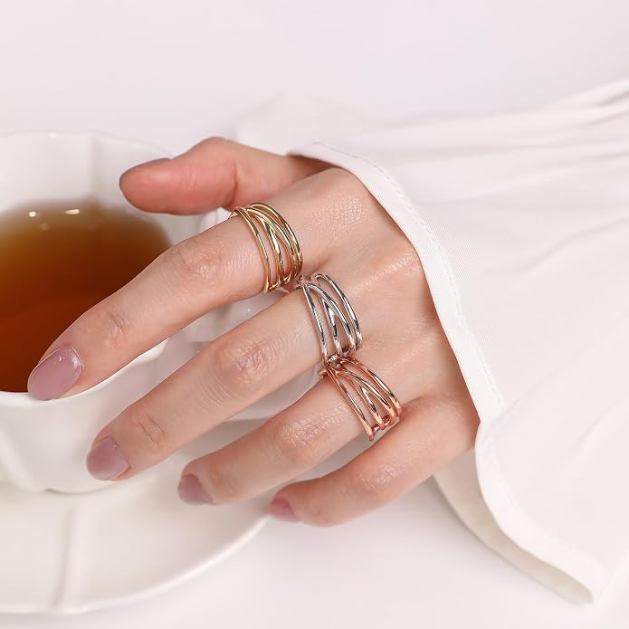 Meissa Gold Thumb Rings for Women Girls Statement Ring Hammered Chunky Band Rings Fashion Wide Band Stackable Index Finger Ring Size Adjustable