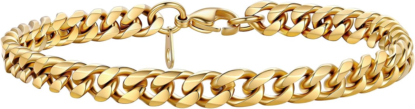 PROSTEEL Stainless Steel Bracelets for Men Women, Gold/Silver/Black, Cuban Link Bracelet Adjustable, Jewelry with Gift Box