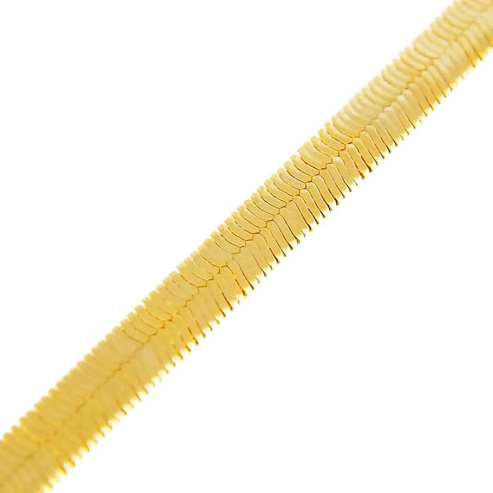 Men's Women's Flat Flexible Shine Herringbone Chain Necklace 14kt Gold Plated sized 20"
