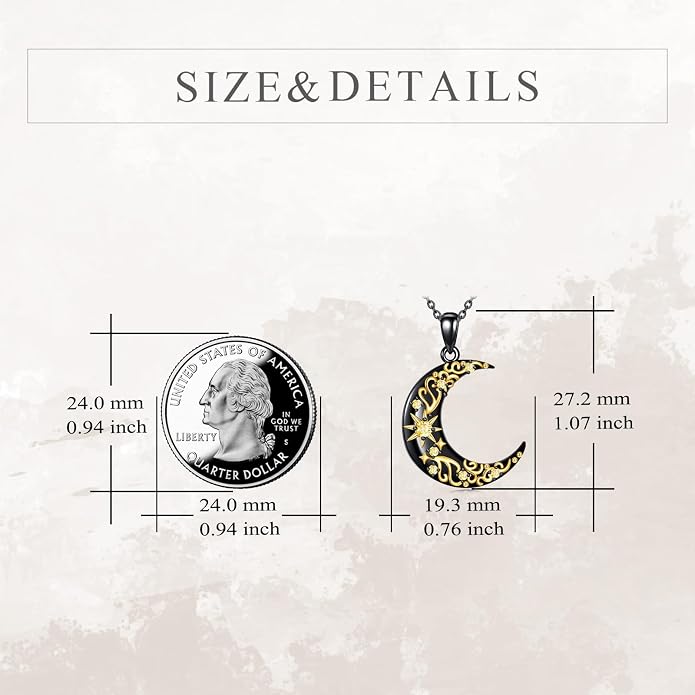 VONALA Crescent Moon Necklace Sterling Silver Emerald/Red/Purple/Black/Rainbow Topaz/Green/Aquamarine/Blue/Moss Agate Celtic Moon Teardrop Necklace Celtic Jewelry Gifts for Women Birthday