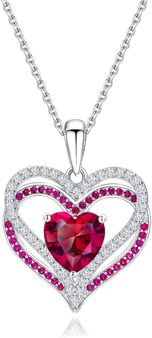 Anniversary Charm Necklace, Sterling Silver 14K Gold Plated Chain with Interlocking Heart Pendant Elegant Birthstone Necklaces for Women, Length 18"