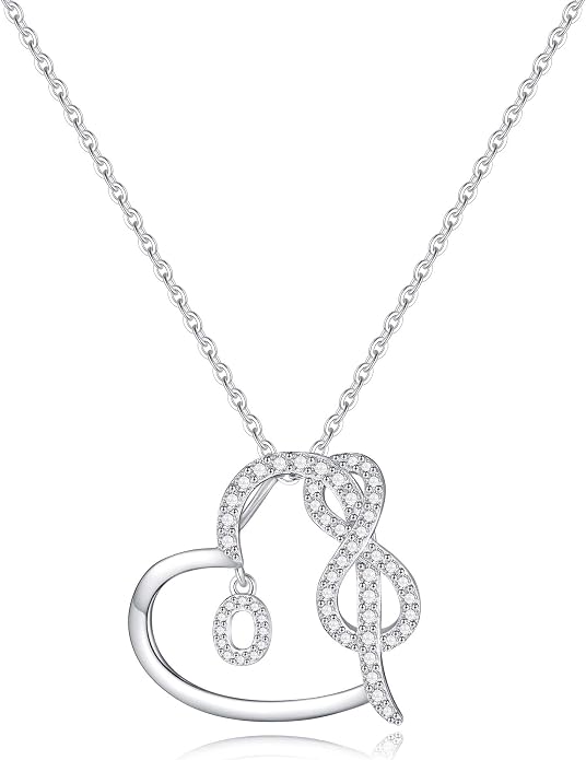 Infinity Heart Necklaces for Women, S925 Sterling Silver Initial Necklace Womens Jewelry Mothers Day Gifts Girls Valentines Gifts for Her Christmas Birthday Gifts for Women Mom Wife Girlfriend