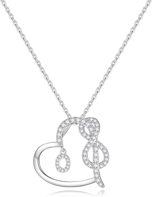 Infinity Heart Necklaces for Women, S925 Sterling Silver Initial Necklace Womens Jewelry Mothers Day Gifts Girls Valentines Gifts for Her Christmas Birthday Gifts for Women Mom Wife Girlfriend