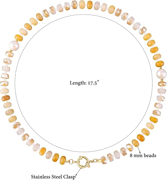 LALAPPLE Colorful Beaded Gemstone Necklace for Women, Boho Rainbow Bead Choker with Natural Stone Crystal Beads, Handmade Summer Beach Necklace Jewelry