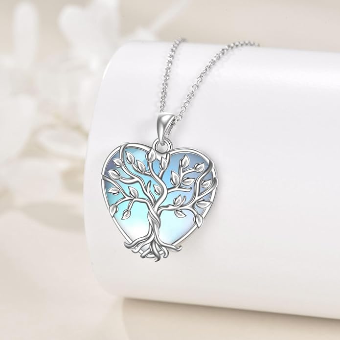 YAFEINI 925 Sterling Silver Moonstone Necklace Filigree Teardrop Pendant Necklace Jewelry for Women Girls