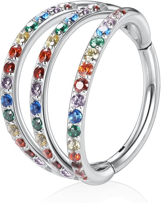 316L Surgical Steel Septum Clicker Ring Nose Ring Hoop Sleeper Hoop Earring Helix Rook Conch Cartilage Daith Tragus Earrings Lobe Nose Piercing Jewelry for Women