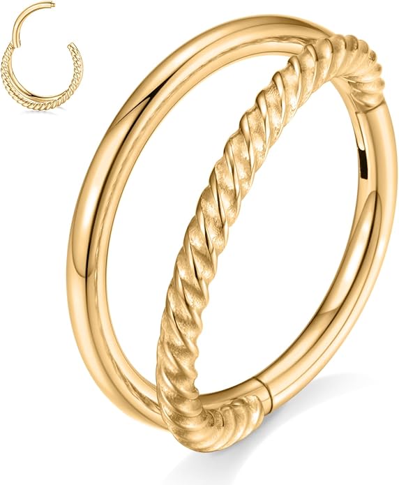 316L Surgical Steel Septum Clicker Ring Nose Ring Hoop Sleeper Hoop Earring Helix Rook Conch Cartilage Daith Tragus Earrings Lobe Nose Piercing Jewelry for Women