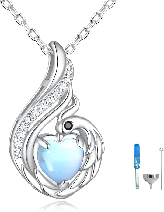 Cremation Jewelry 925 Sterling Silver Teardrop Urn Necklace for Ashes Heart Shape Memorial Keepsake Pendant for Human Ashes for Women Gift