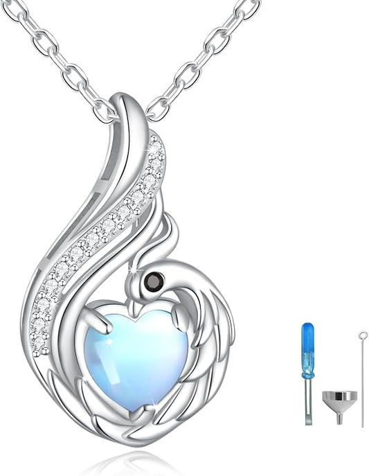 Cremation Jewelry 925 Sterling Silver Teardrop Urn Necklace for Ashes Heart Shape Memorial Keepsake Pendant for Human Ashes for Women Gift