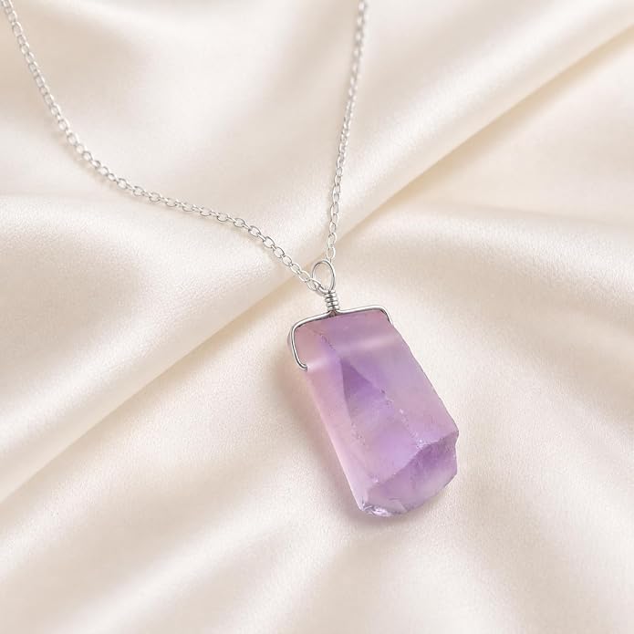 Natural Gemstone Pendant Necklace for Women Handmade Birthstone Healing Crystal Jewelry Chain 20" Stone Birthday Christmas Wedding Gifts for Her
